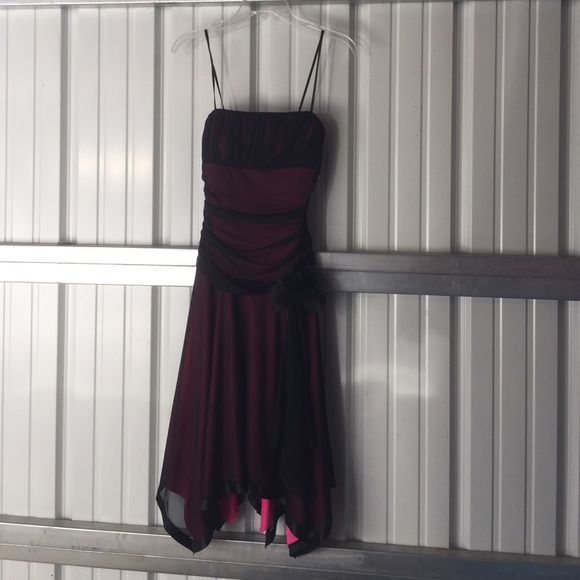 Pink and black lace dress