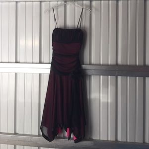 Pink and black lace dress