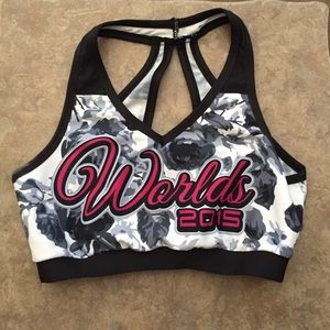 pink black and grey sports bra