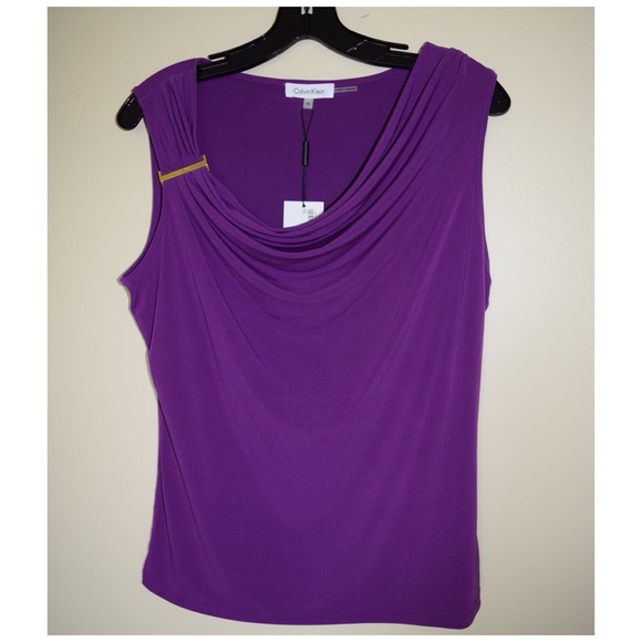 NWT Calvin Klein - Purple Sleeveless Drape Top - M
