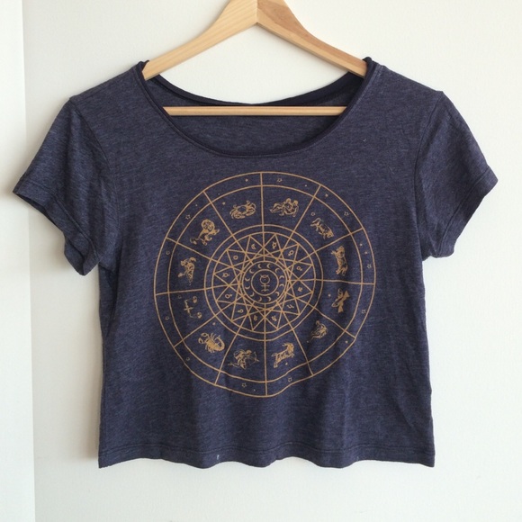 Dark purple astrology cropped tee