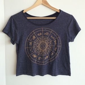Dark purple astrology cropped tee