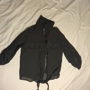 Grey collared button up shirt