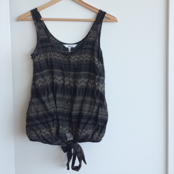 Olive patterned button up tank