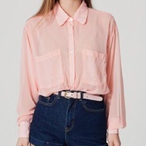 Oversized Chiffon Button Up