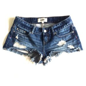Ripped denim shorts