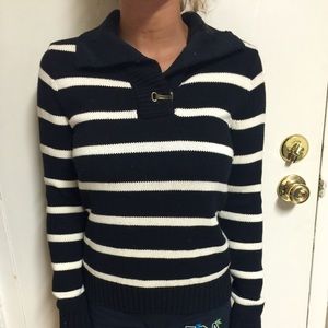 Blue and White Striped Sweater
