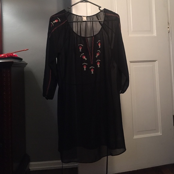 Black sheer dress with string belt