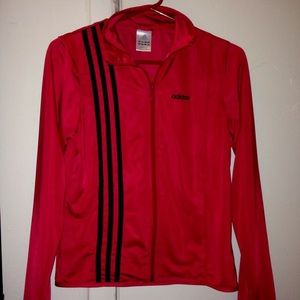 Hot red Adidas 3 stripped jacket