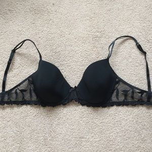 Black lace trim bra