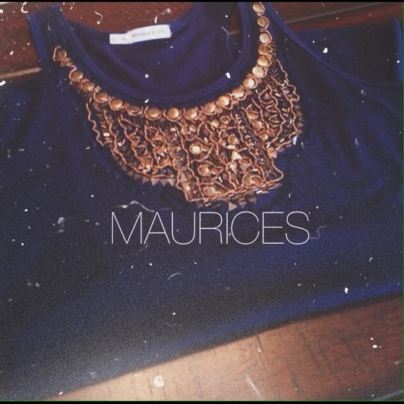 Maurices Tops - Super cute Navy Tank with Bronze bead work