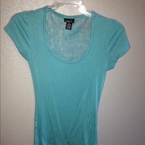 blue shirt w lace back