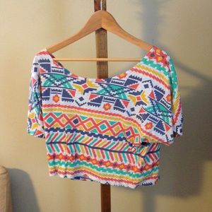 Colorful off shoulder/crop top