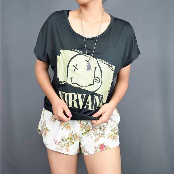 Graphic Nirvana Band Loose Tee Top