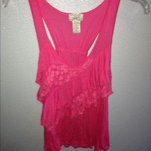 pink lace tank top