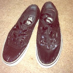 Black sequined Vans