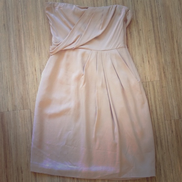 Theory nude colored strapless dress