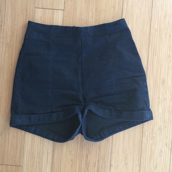 Dark wash denim high waisted shorts