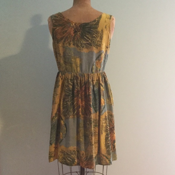 Ecote multicolor floral rayon s/less mini dress-L - Picture 4 of 4