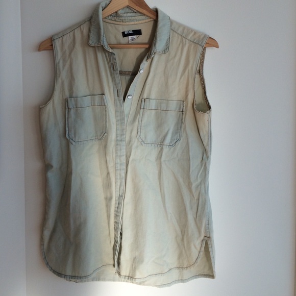 Chambray button up vest