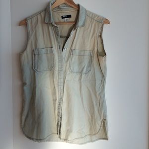 Chambray button up vest