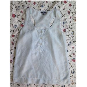 Light blue silk buttoned tank top