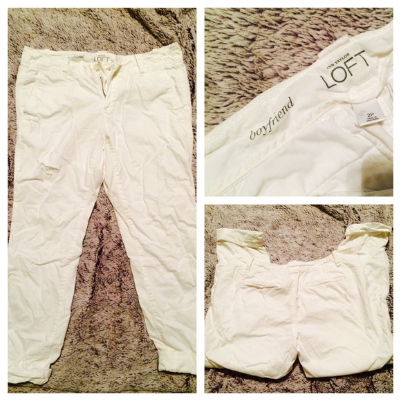 White boyfriend fit capris