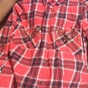Black and red flannel w/studs on chest pockets