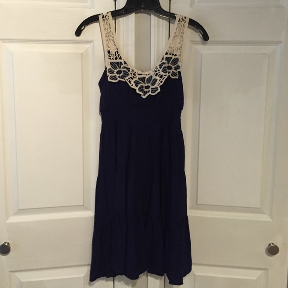Navy and crochet dress
