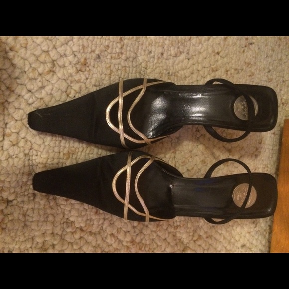 Versace pointed kitten heels