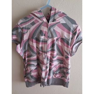 Sleeveless Pink & Gray Jacket with Hoodie