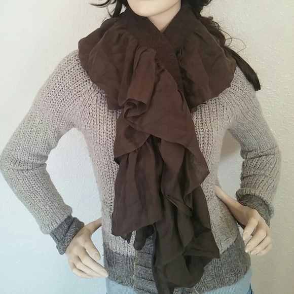 Apt. 9 Accessories - Brown Ruffled scarf