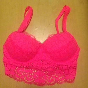 Pink by Victoria secret lace bralet XS neon pink