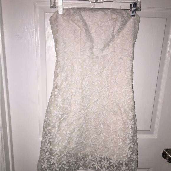 Badgley Mischka strapless white dress 4/6
