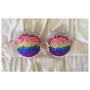 Custom Made Rhinestoned Rainbow Maidenform Bra