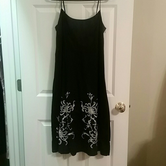 Loft black and white embroidered dress.