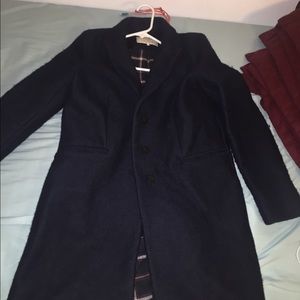 Zara Dark Navy Blue Single Breasted Coat XS