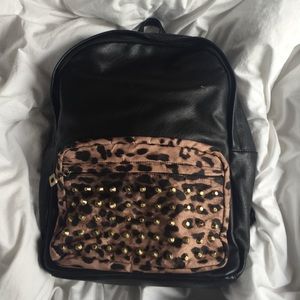 Black leopard backpack