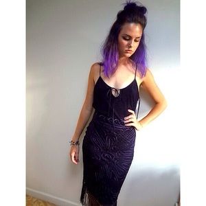 Deep Purple Silk Fringe Dress