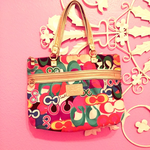 Multicolored coach purse