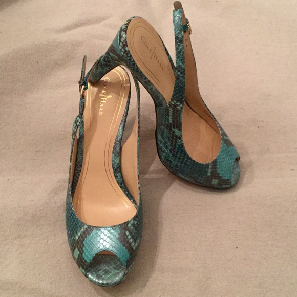 Cole Haan peep toe sling back shoes.