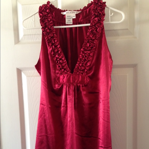 Silky sheen tank with ruffles