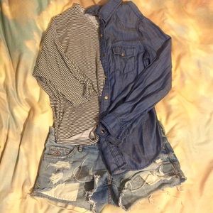 Just Fab chambray top with gold hardware