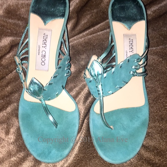 Jimmy Choo Turquoise Metallic Heels - Picture 1 of 4