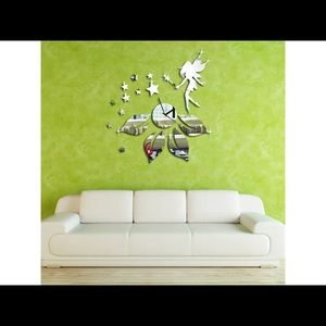 Fairy 3D Mirror Effects Wall Clock Decals