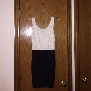 Cream and Black Bodycon Dress