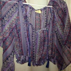 tribal pattern loose crop top