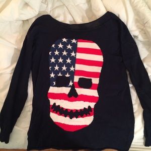 Brandy Melville American Flag Skull Sweater