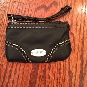 black leather wristlet