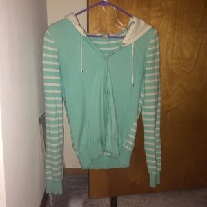 Mint and white knit cardigan